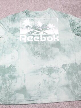 Reebok Shirt Mens 4XLT XXXXL-Tall Green Tie Dye Speed Wick Stretch Short Sleeve